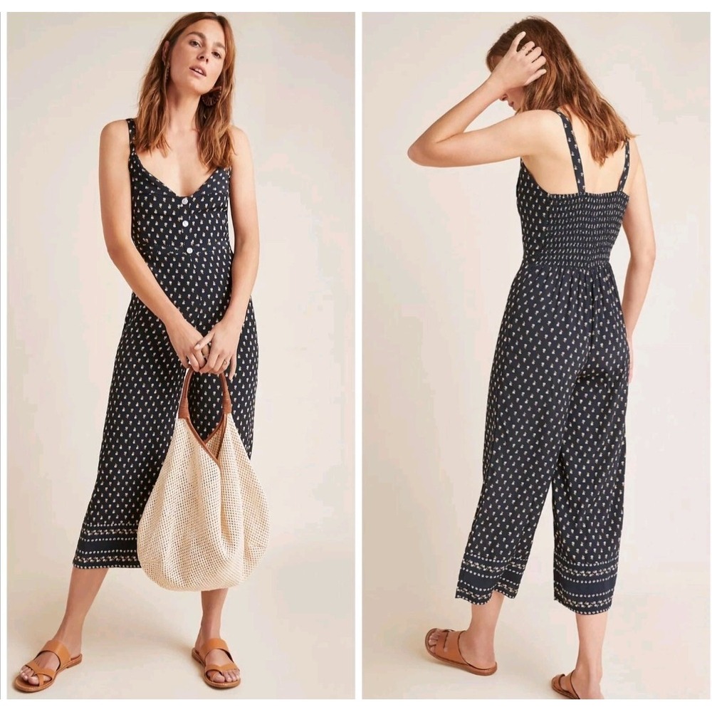 Anthropologie Women's Black Floral Size 4 Romper One-Piece FAITHFULL THE BRAND